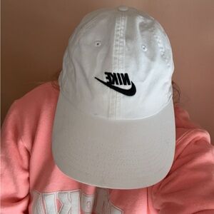 Nike White and Black Logo Cap